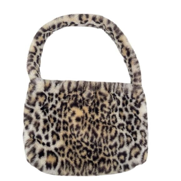John Galt Leopard Print Faux Fur Shoulder Bag – Y2K Style, Plush & Trendy - Picture 1 of 13